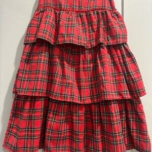 SHEIN Red Plaid A-Line Tiered Skirt